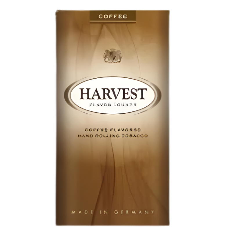 Tobacco Sepeti stoklarında bulunan orijinal Harvest Coffee 30 gram ithal sarma tütünü poşeti, taze lif dokusu ve orijinal kahve aromalı ambalaj detaylarını gösteren profesyonel ürün görseli.
